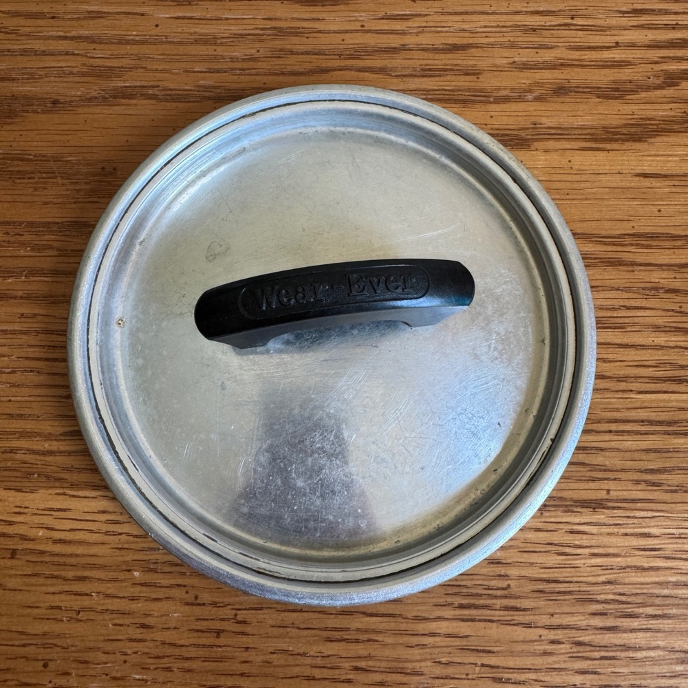 Wear-Ever Vintage Aluminum Pot Lid with Black Handle Replacement